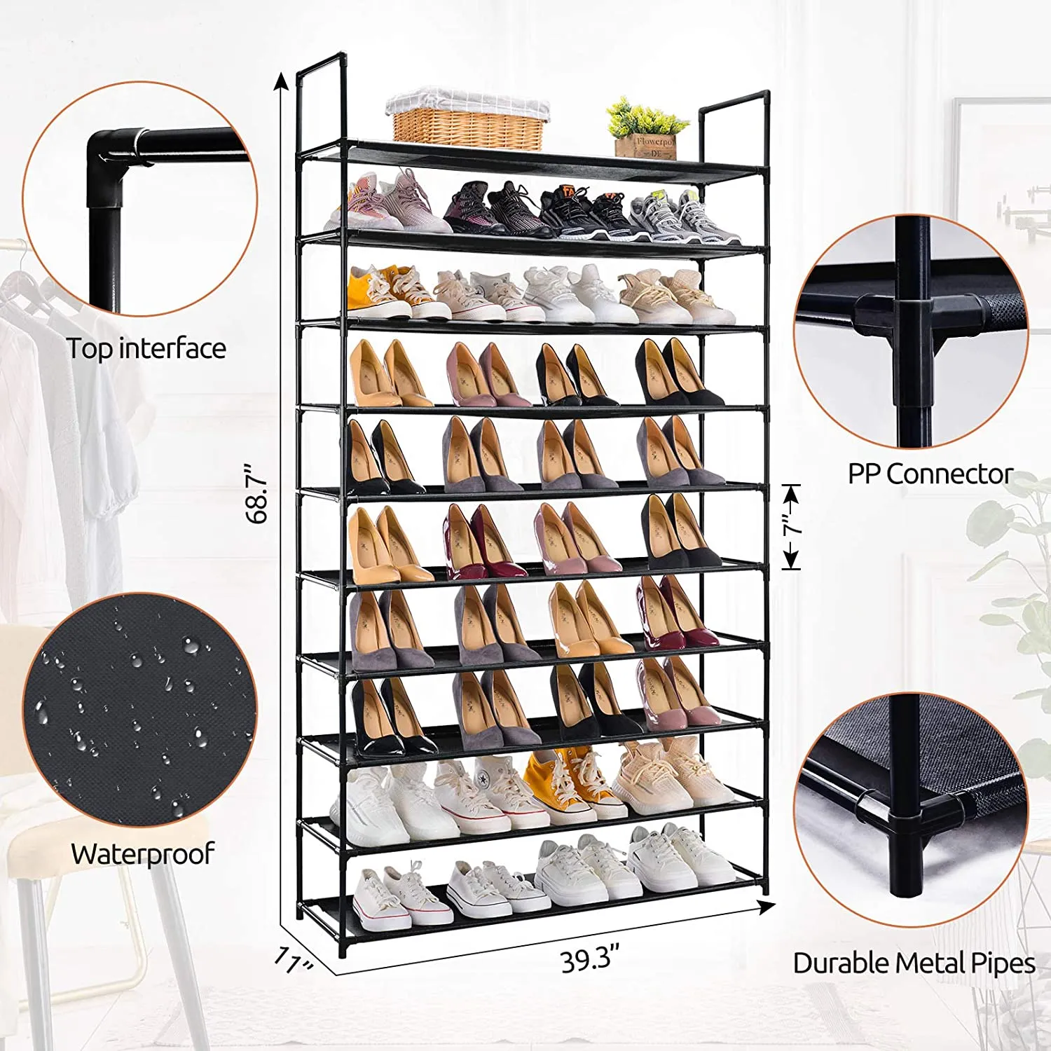 10 Tier Extra Wide Shoe Rack