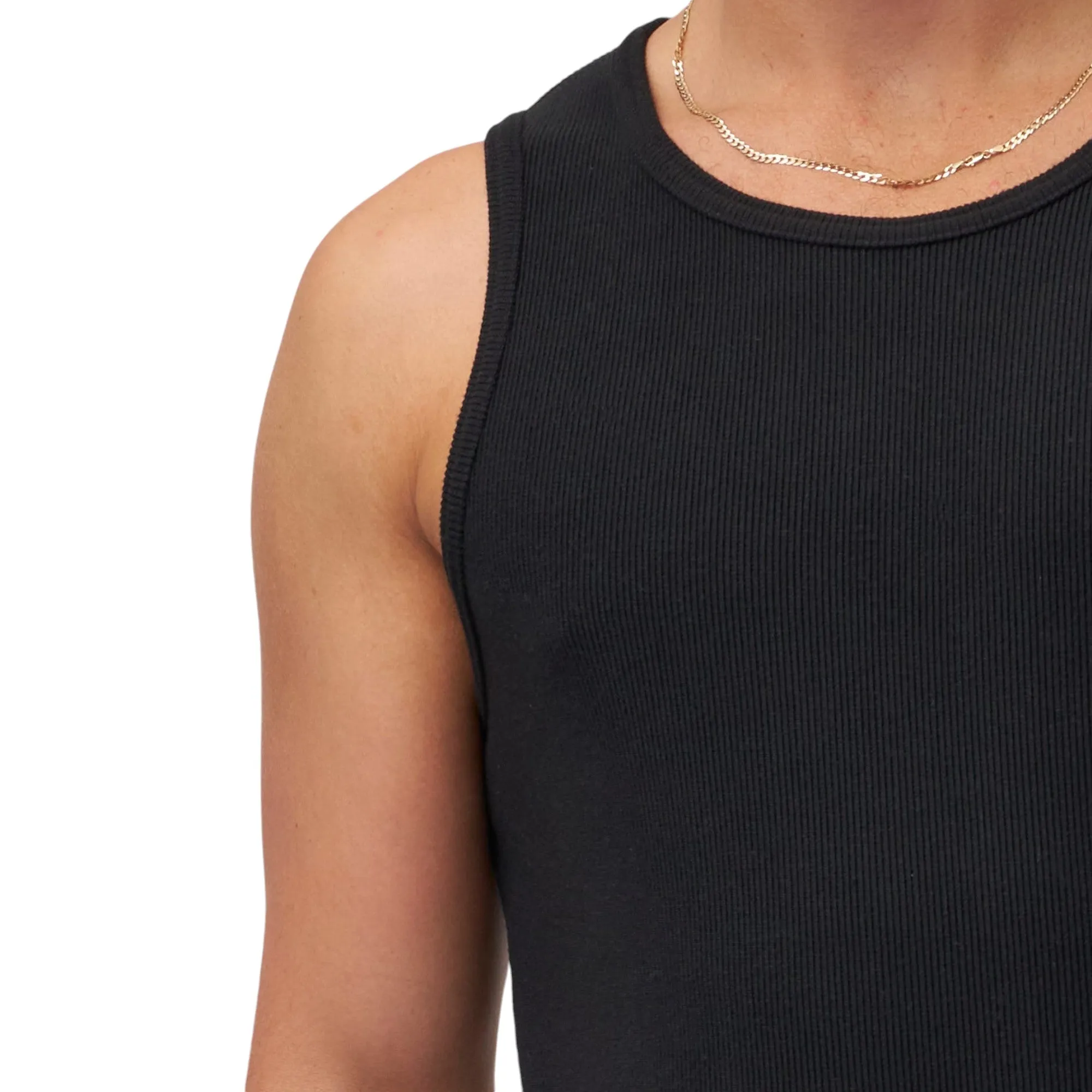 10 x Mens Black Ribbed Singlet Top Chesty Vest Underwear Mens