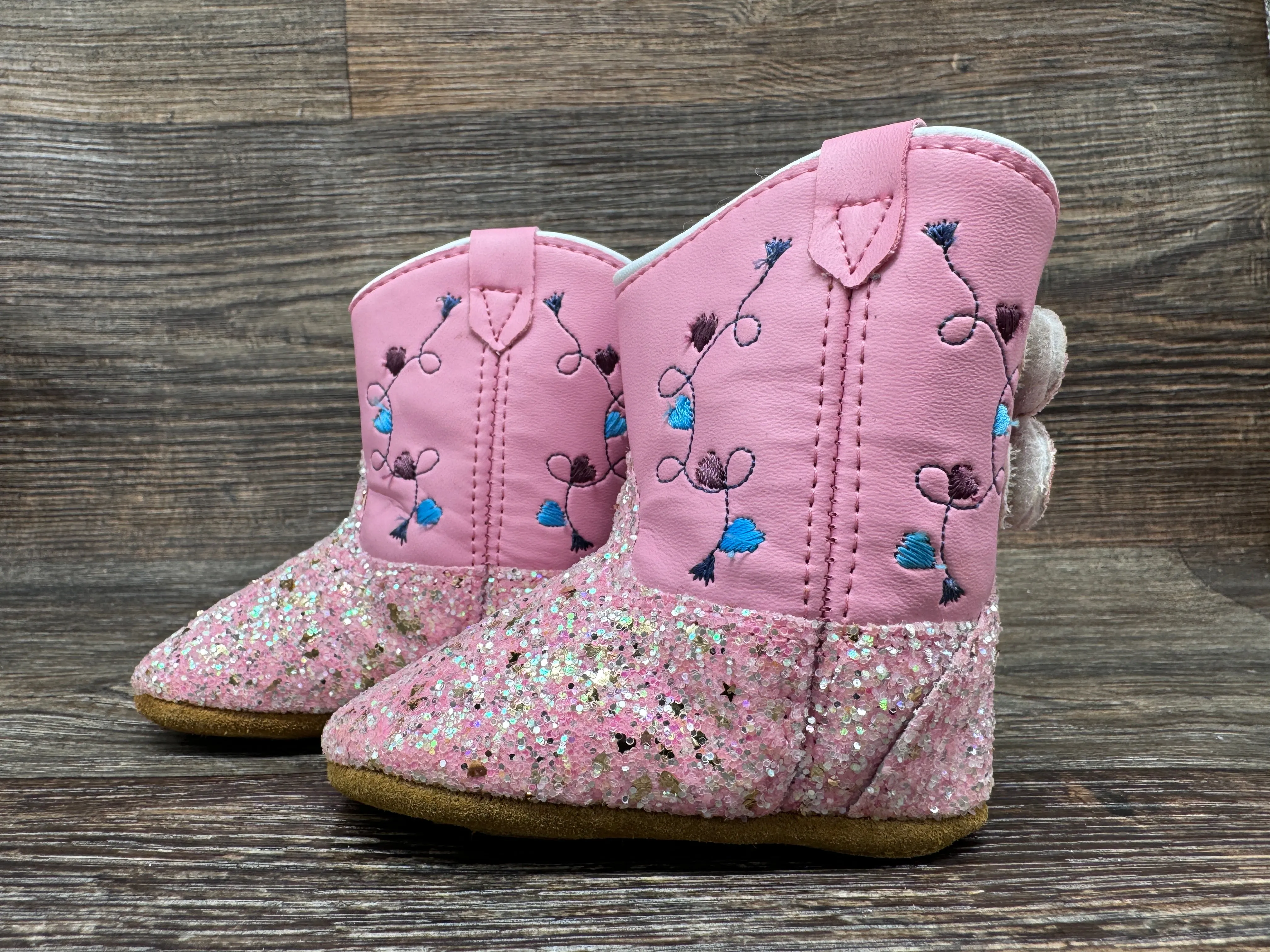 10150 Infant & Toddler Poppet Pink Glitter Booties by Old West