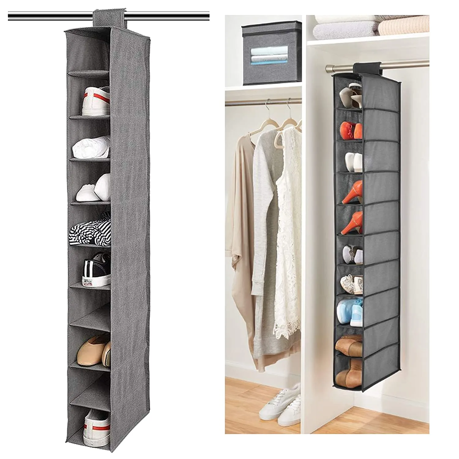 10tier Multipurpose Storage Rack, Foldable, Collapsible Fabric Wardrobe Organiser for Clothes