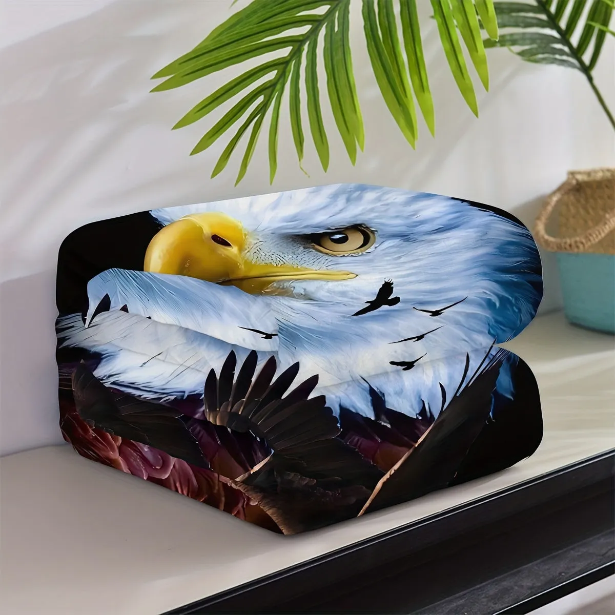 1pc Cozy Eagle Printed Flannel Blanket - Soft, Warm, and Plush for Snuggling Up on Sofa, Bed, Car, Office, or Camping - Perfect for Chilly Nights and Outdoor Adventures