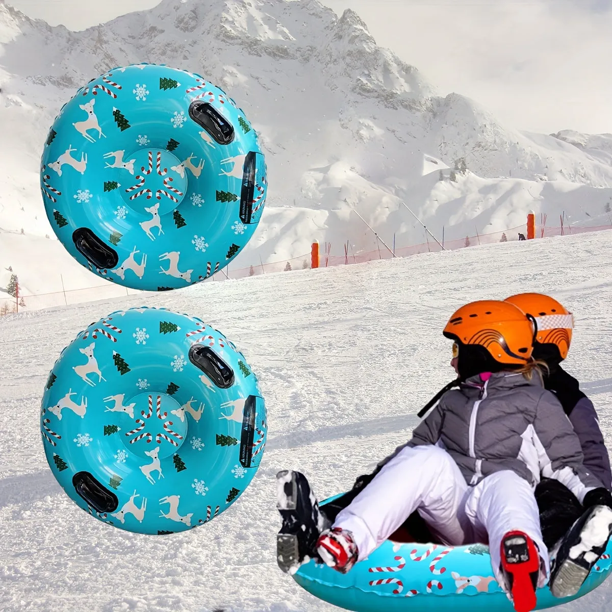 1pc Inflatable Thickened Christmas Snow Skiing Circle Sled, PVC Outdoor Inflatable Snow Skiing Circle for stocking stuffers