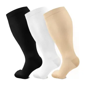 3 Pairs Plus Size Compression Socks Wide Calf for Men & Women