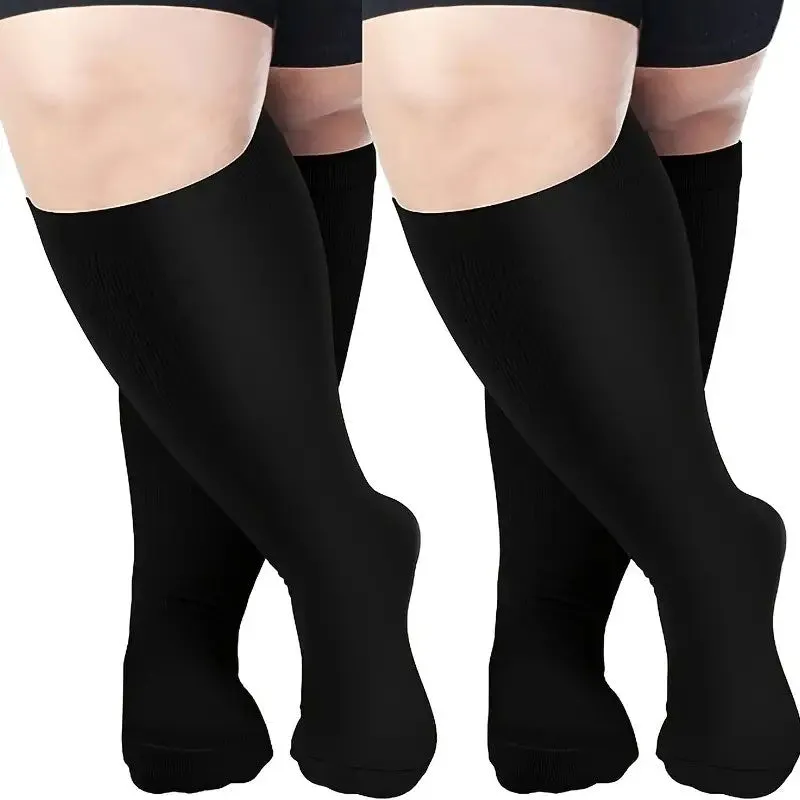 3 Pairs Plus Size Compression Socks Wide Calf for Men & Women