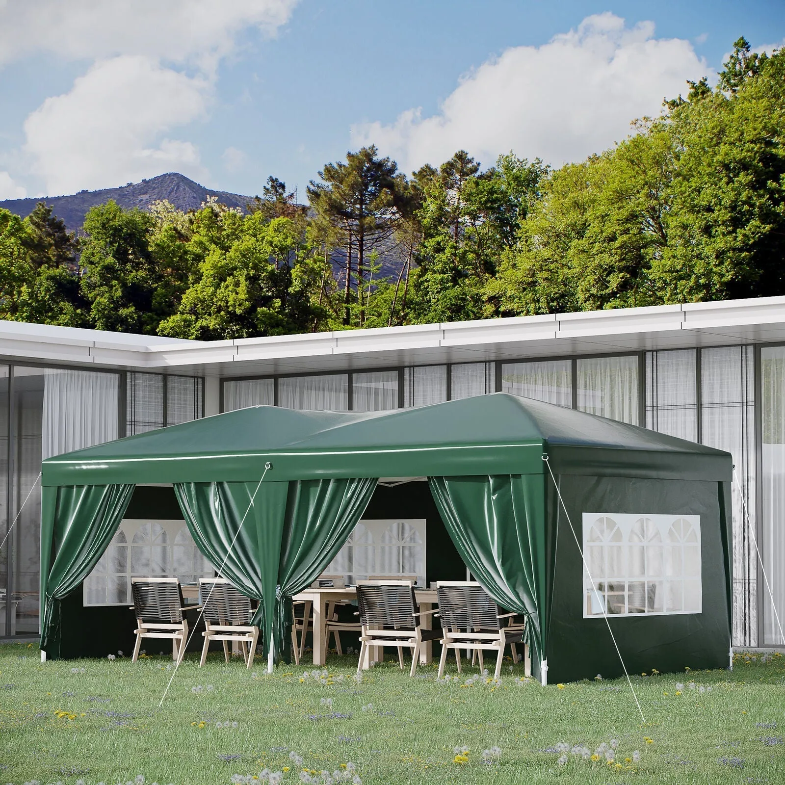 3 X 6 m Garden Pop Up Gazebo Party Tent Canopy - Green