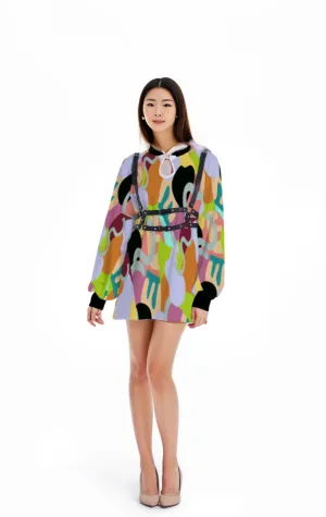 Abstract Wild Women's Long Sleeve Cheongsam Dress