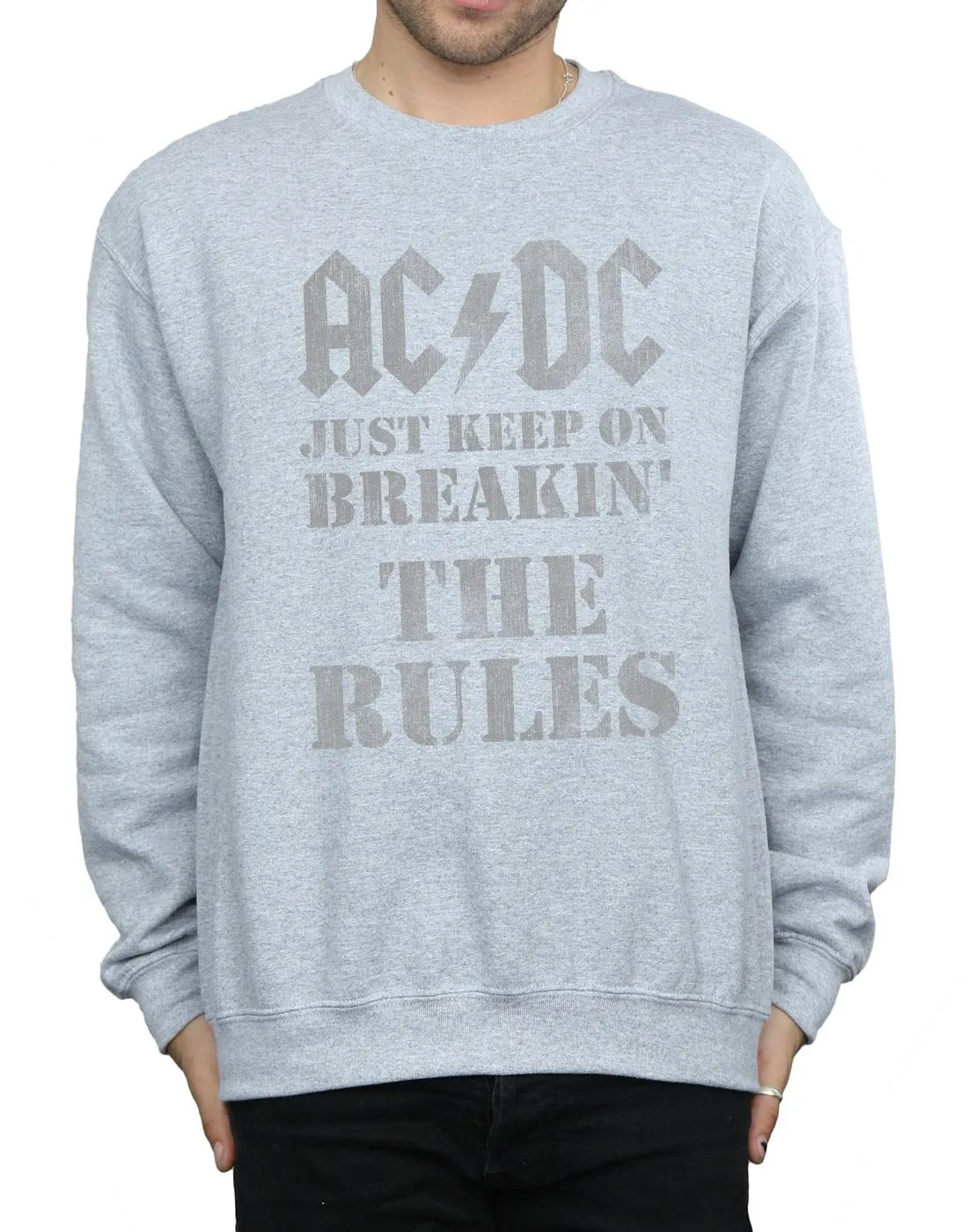 AC/DC Mens Just Keep On Breaking The Rules Cotton Sweatshirt