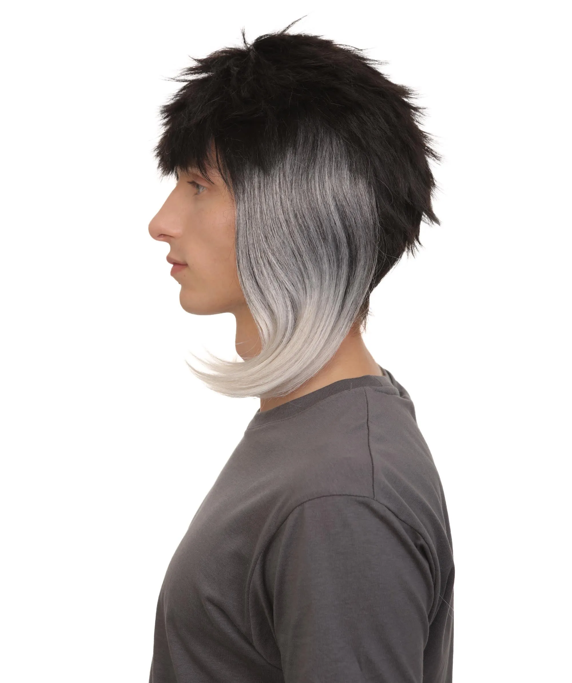 Adult Men’s Anime-themed Spiky Ombre Wig with Bangs I Non-flammable Synthetic Fiber Wig