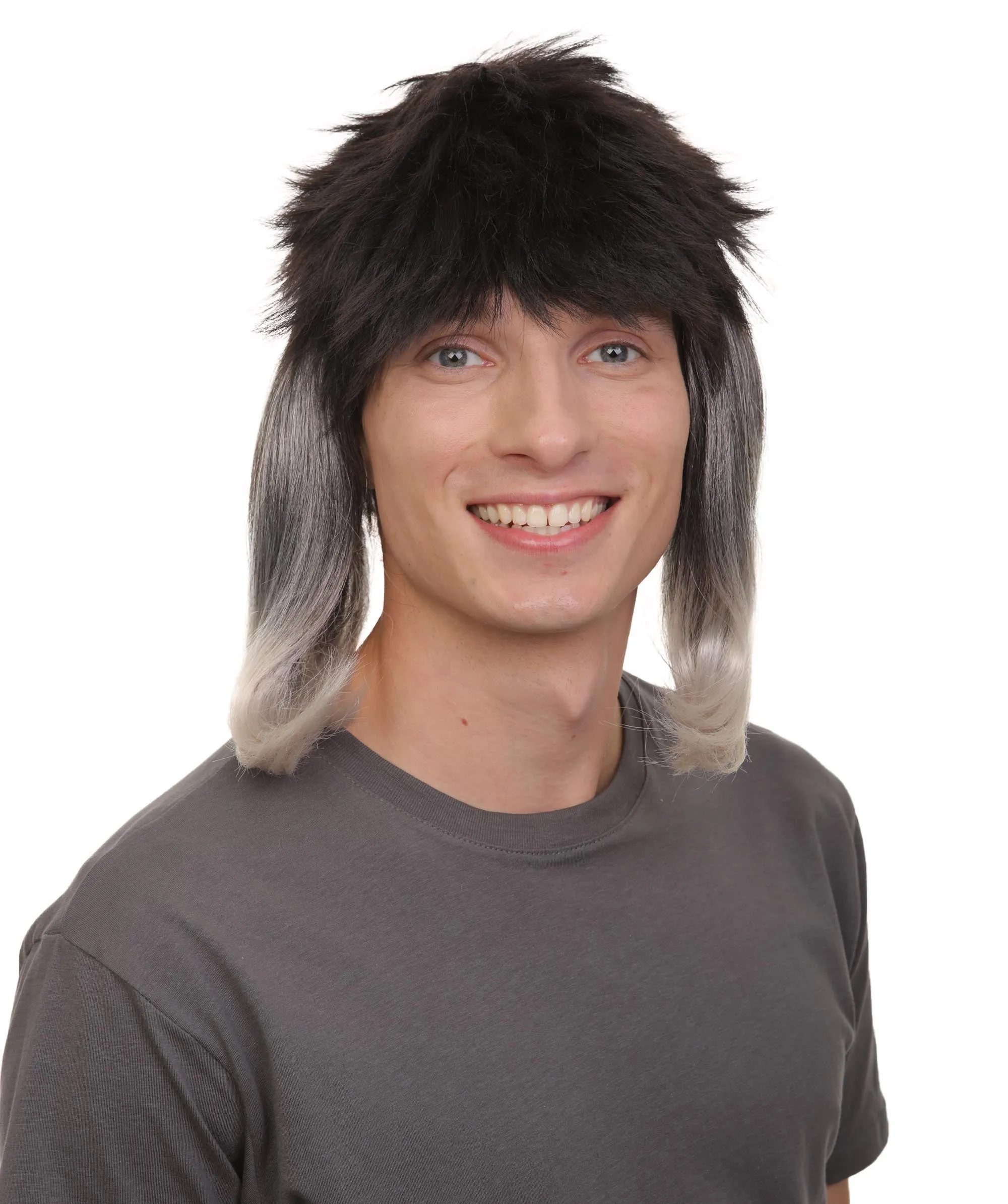 Adult Men’s Anime-themed Spiky Ombre Wig with Bangs I Non-flammable Synthetic Fiber Wig