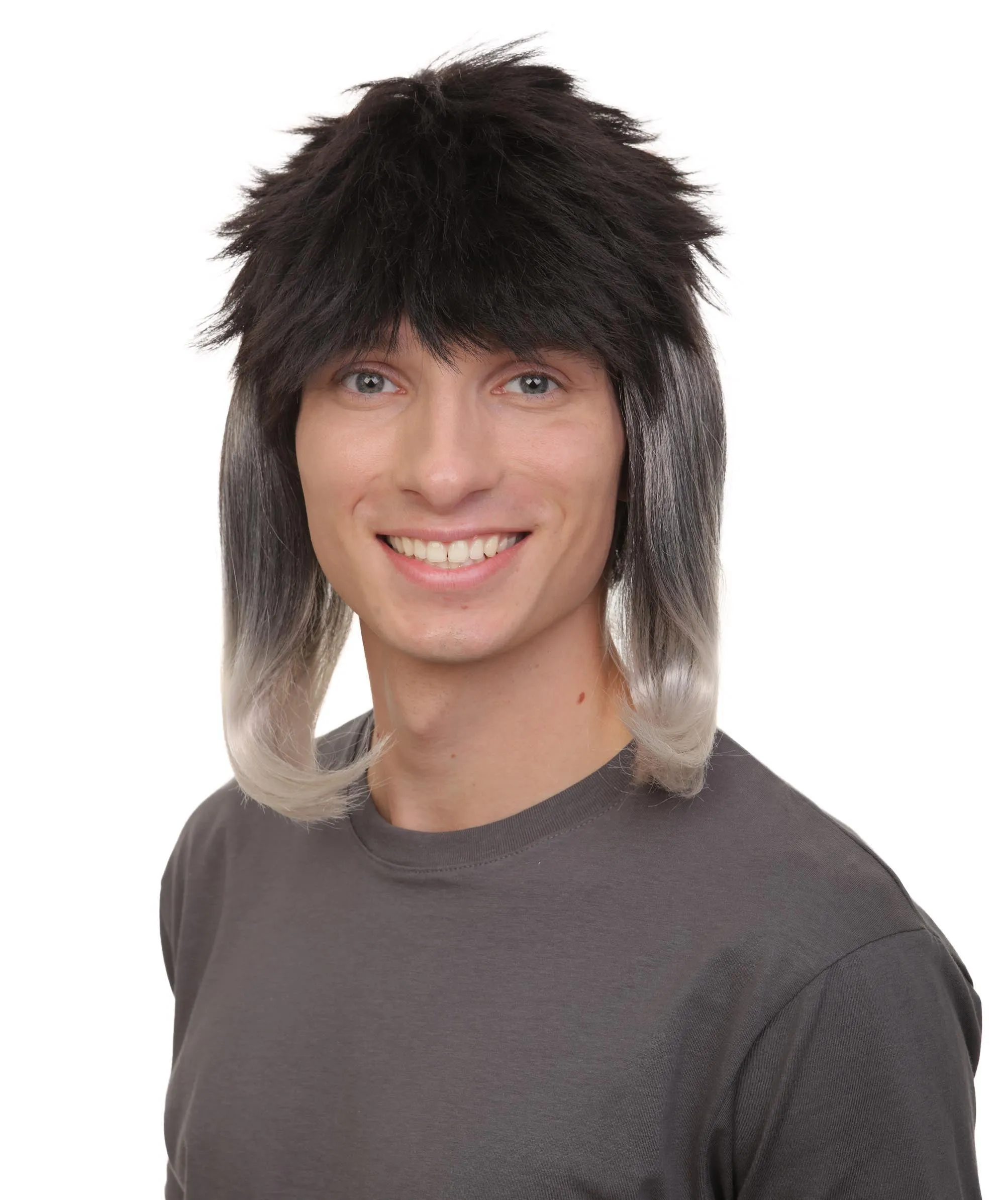 Adult Men’s Anime-themed Spiky Ombre Wig with Bangs I Non-flammable Synthetic Fiber Wig