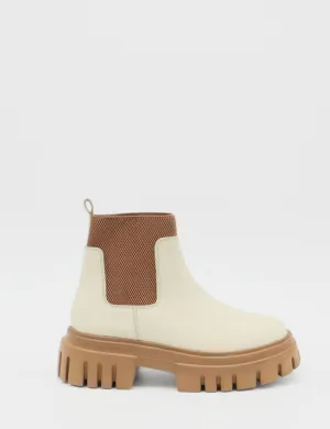 Agora platform chelsea boots in off white leather womens shoes