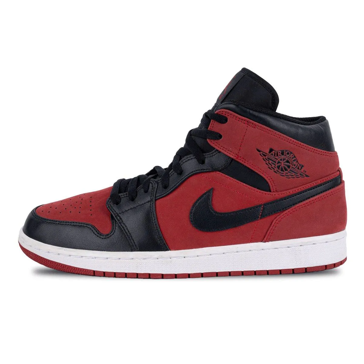 Air Jordan 1 High-Top Sneakers Nubuck Leather Red Colour For Men