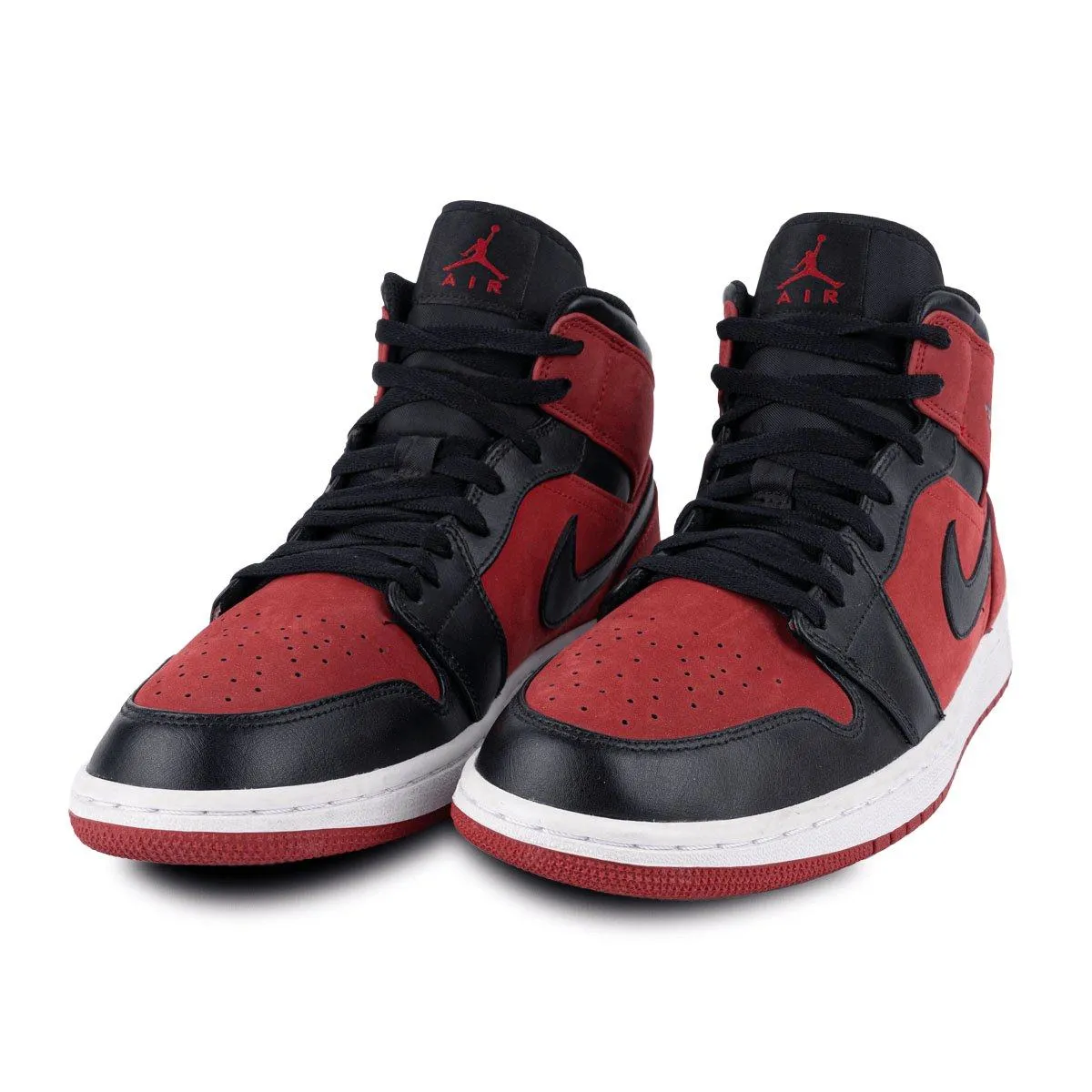 Air Jordan 1 High-Top Sneakers Nubuck Leather Red Colour For Men