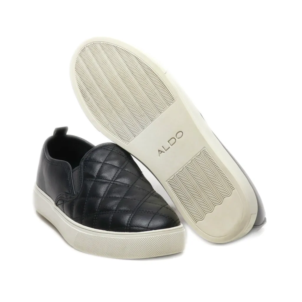 Aldo Slip Ons Pu Leather Black Colour For Women