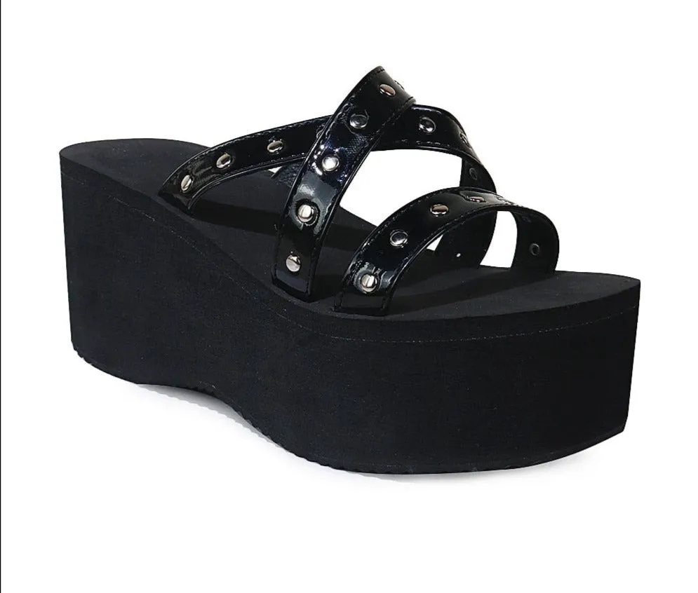 Amozae-- Brand New Ladies High Platform Gothic Cosplay Slippers Wedges High Heels Summer Women Slippers Outdoor Sandal Slides