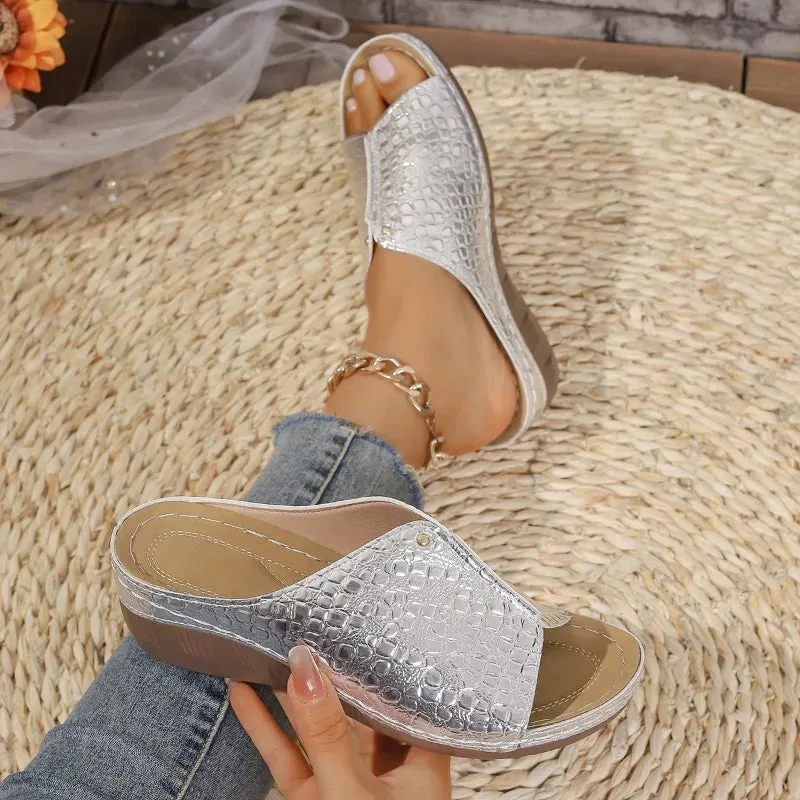 Amozae-Ladies Shoes 2024 Hot Sale Open Toe Women's Slippers Summer Rome Solid Outdoor Casual Beach Wedge Heel Large Size Slippers