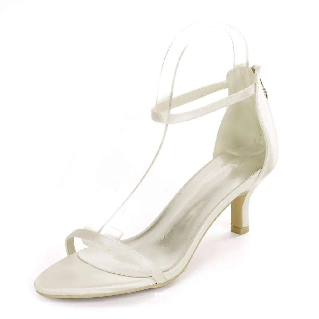 Ankle Strap Two Part Heeled Satin Sandals