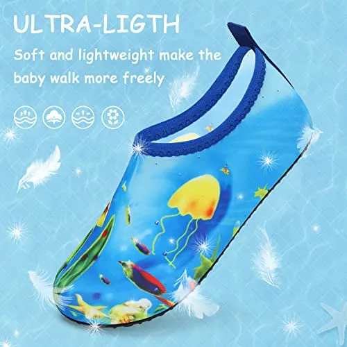 ANLUKE Kids Boys Girls Water Shoes Barefoot Aqua Socks Fast Dry Beach Swim Outdoor Sports Shoes for Toddler ColorPuzzle 24/25