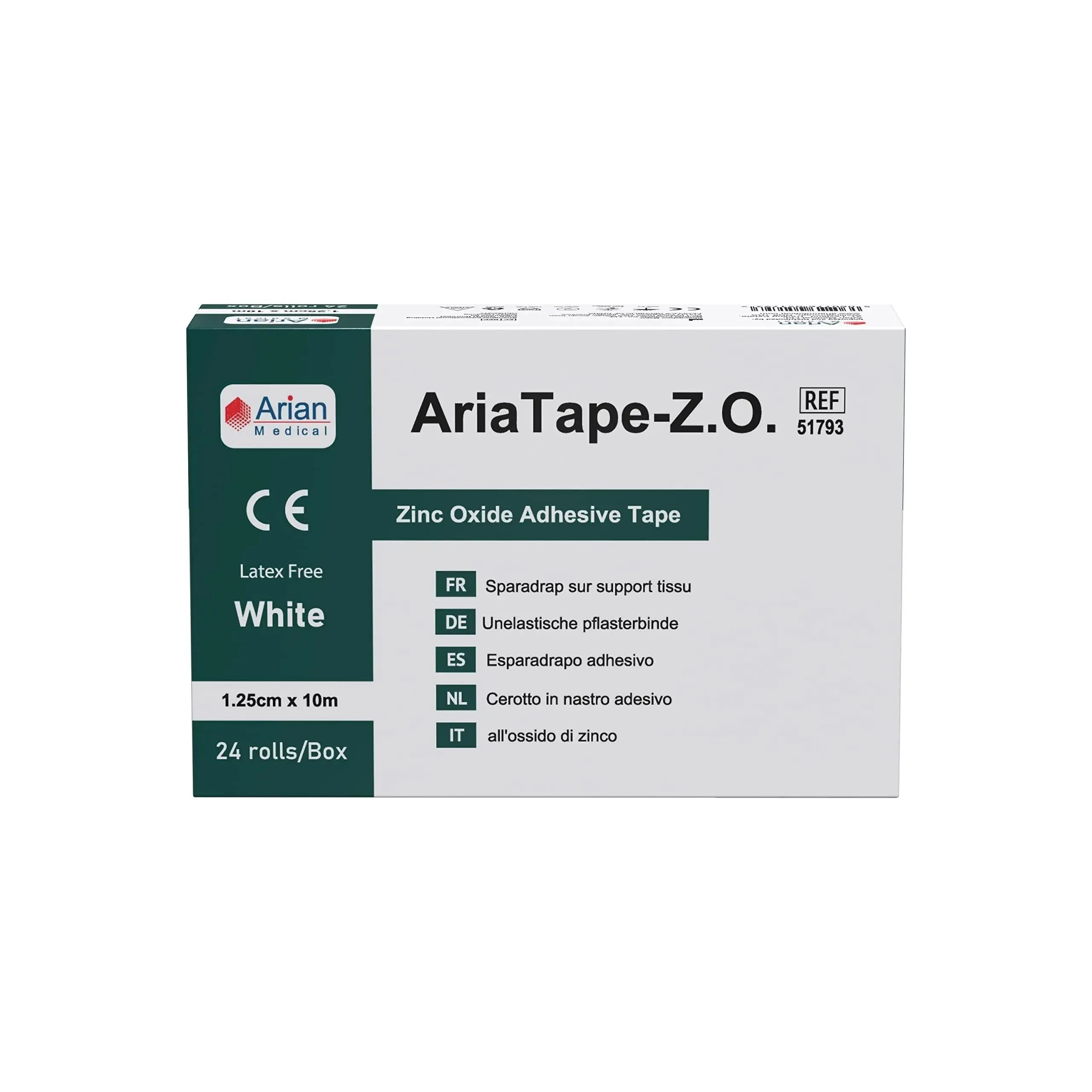 AriaTape Zinc Oxide Tape- 1.25cm X 10m Tape - 6 Rolls