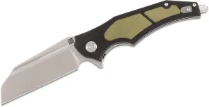 ArtisanCutlery Apache Nomad Flipper Knife 3.82" D2 Wharncliffe Blade, Black Aluminum Handles with Green G10 Onlays - 1813P-BGN