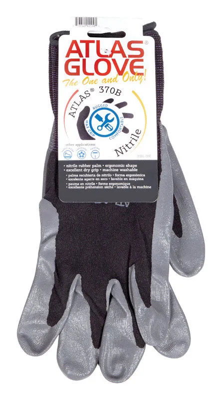 Atlas Unisex Indoor/Outdoor Dipped Gloves Black/Gray XL 1 pair