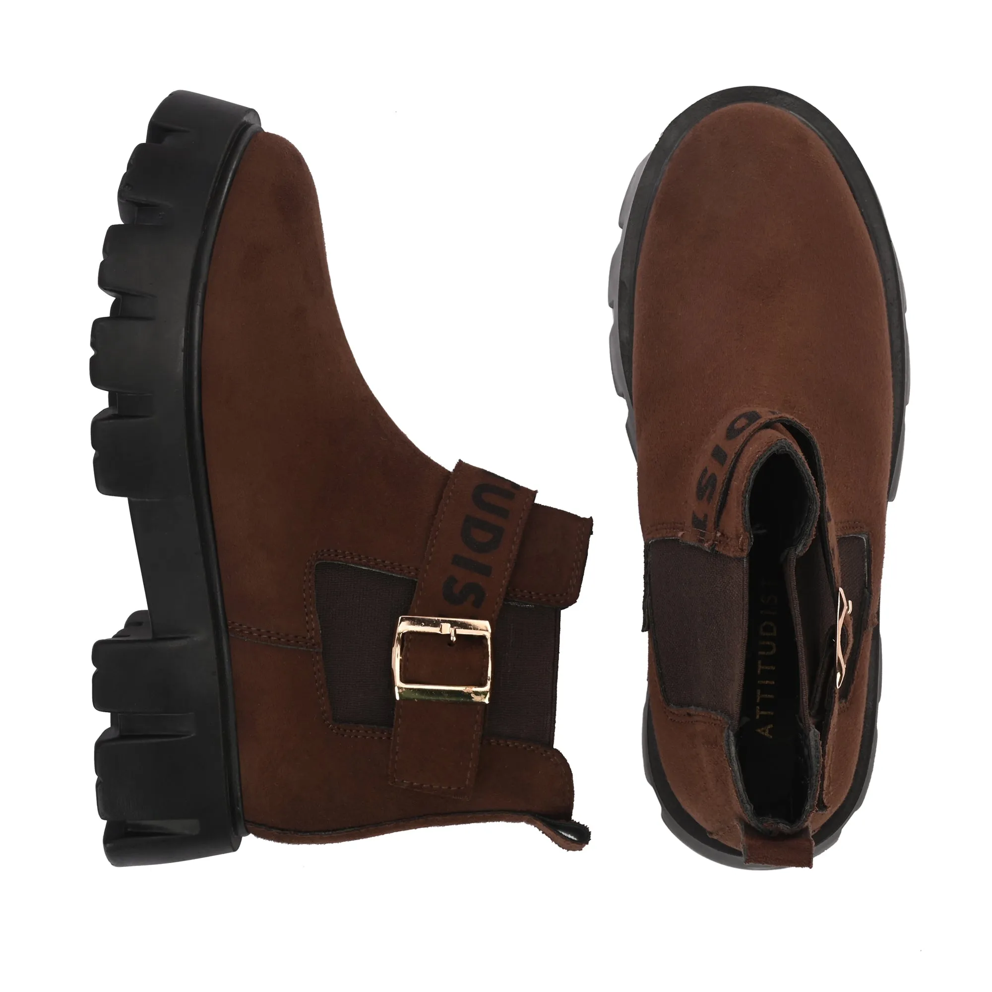 Attitudist Unisex Brown Mid Top High Heel Jodhpur Boots