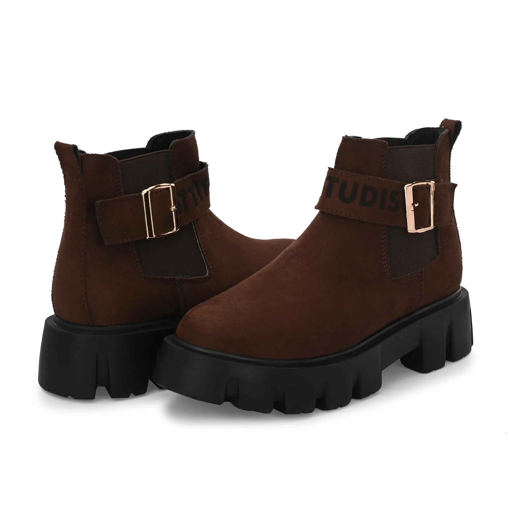 Attitudist Unisex Brown Mid Top High Heel Jodhpur Boots