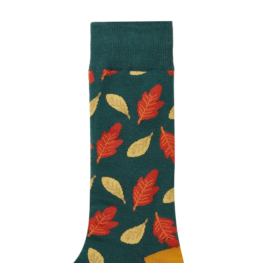 Autumn Leaves Printed Crew Length Socks