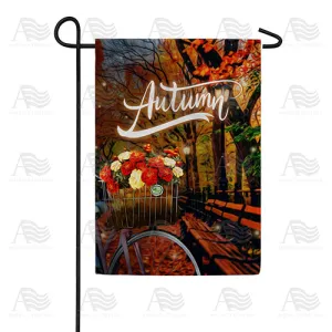 Autumn Night Bike Ride Double Sided Garden Flag