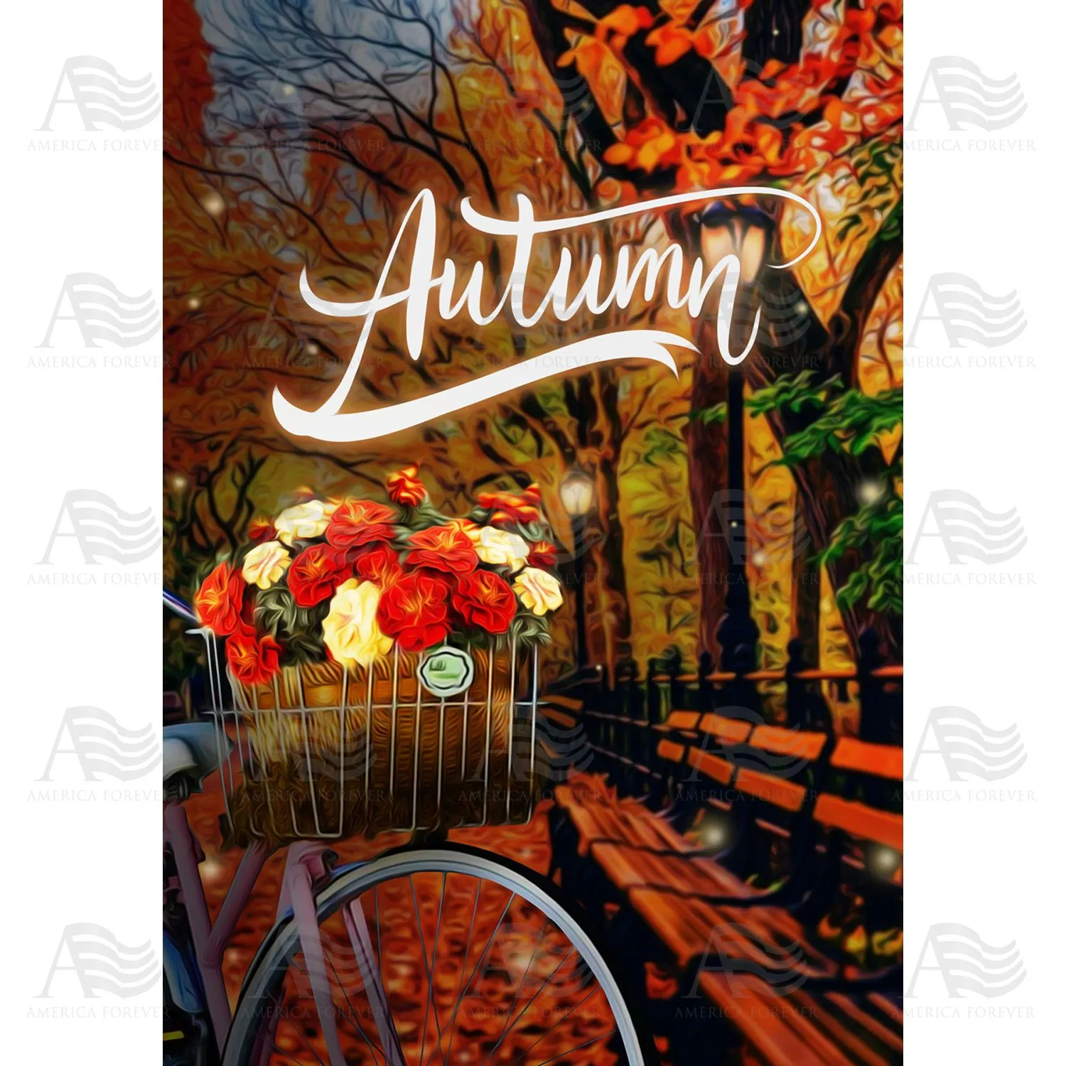 Autumn Night Bike Ride Flags Set (2 Pieces)