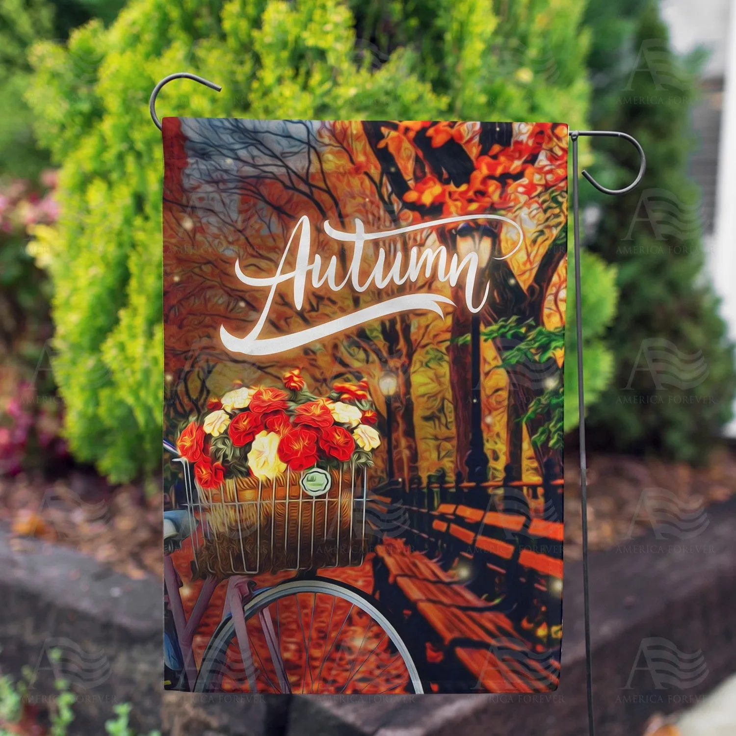 Autumn Night Bike Ride Flags Set (2 Pieces)