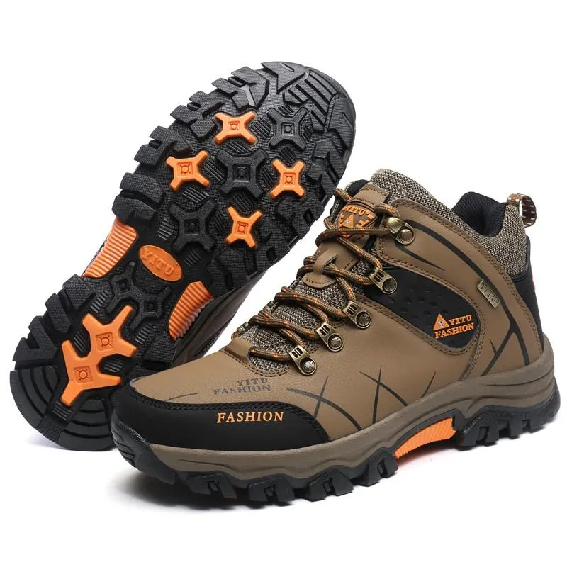 Back to college Men's Winter Snow Boots Waterproof Leather Sports Super Warm Men's Boots Outdoor Men's Hiking Boots Work Travel Shoes Size 39-47