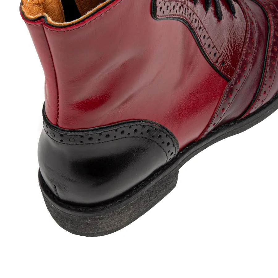 Brick Lane Boots - Claret & Red & Black