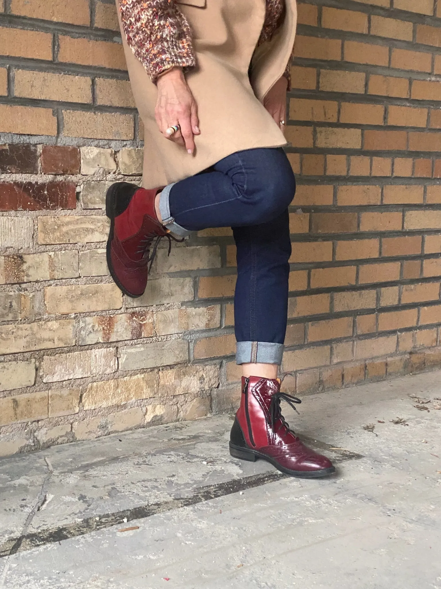 Brick Lane Boots - Claret & Red & Black