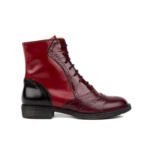 Brick Lane Boots - Claret & Red & Black