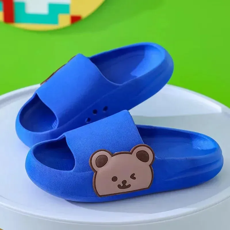 Cartoon Bear Children's Beach Slippers For Boys Girls Home Shoes Summer Thick Sole Flip Flops EVA Soft Outdoor Slippers Child