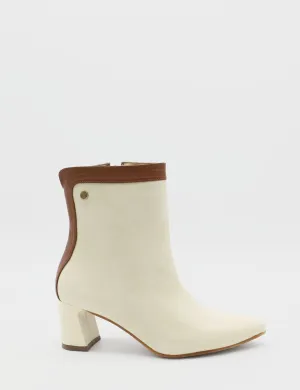 Cerise heeled ankle booties in off white/tan leather womens shoes