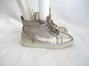 CHRISTIAN LOUBOUTIN Python Leather Hi-Top Sneaker TRAINER Shoe 36 GOLD Sport