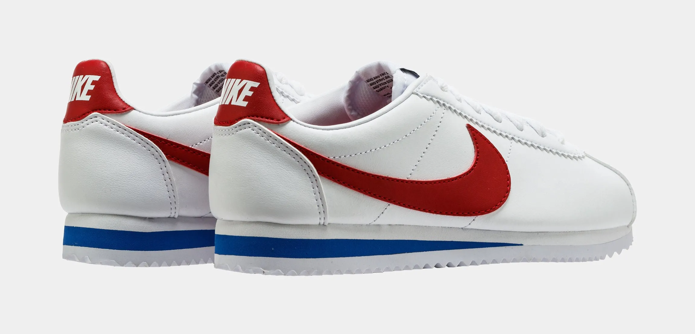 Classic Cortez Leather Low Womens Lifestyle Shoes (White/Red/Blue)