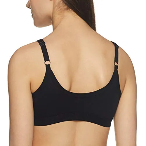 Clovia Women's Cotton Non-Padded Non-Wired Sports Bra (BR1304P13_Black_XXL)