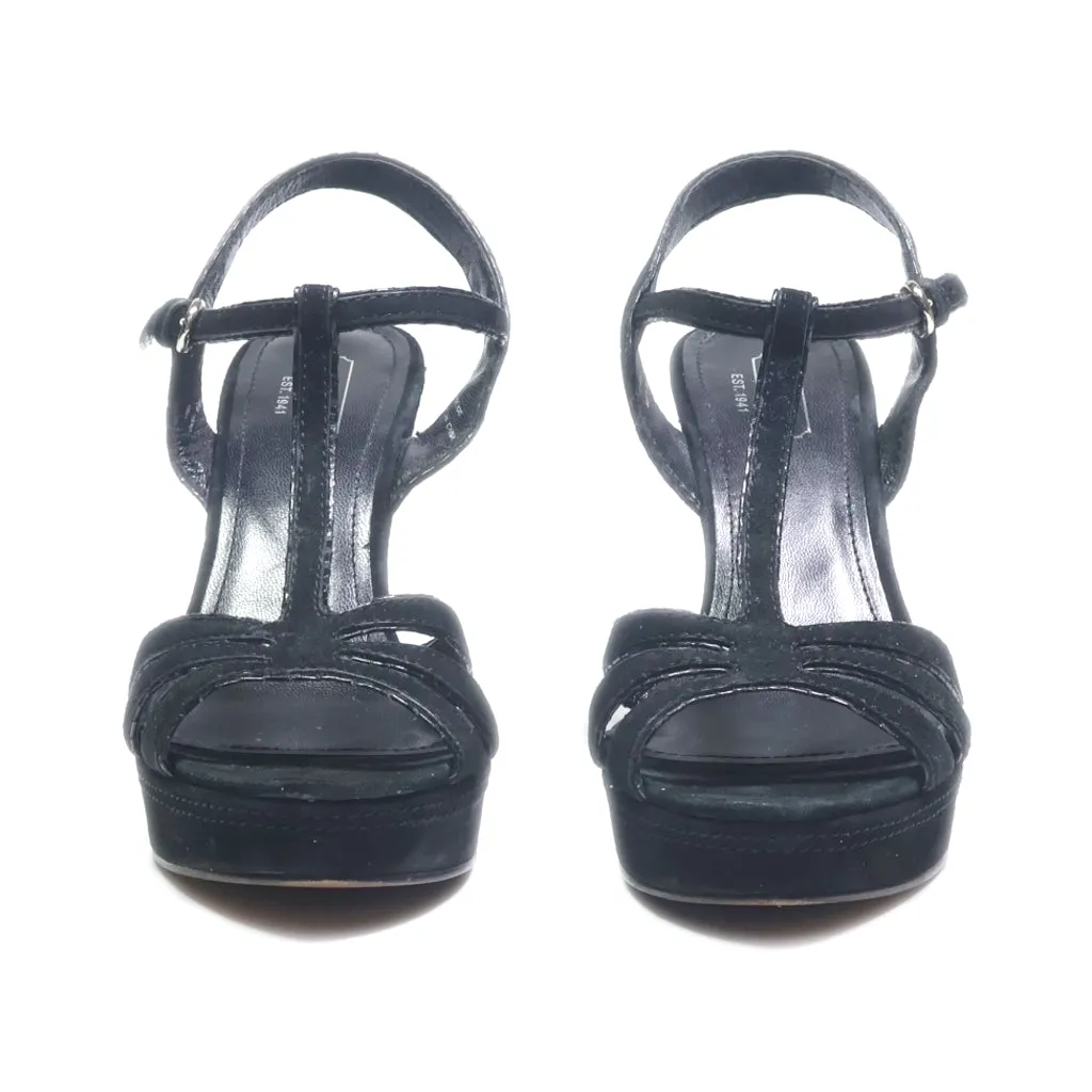 Coach Wedge Sandals Suede Black Colour For Women