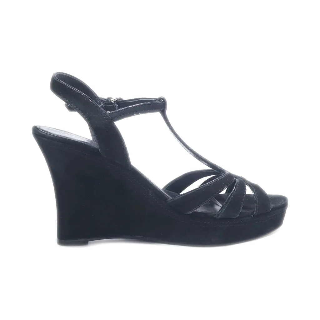 Coach Wedge Sandals Suede Black Colour For Women