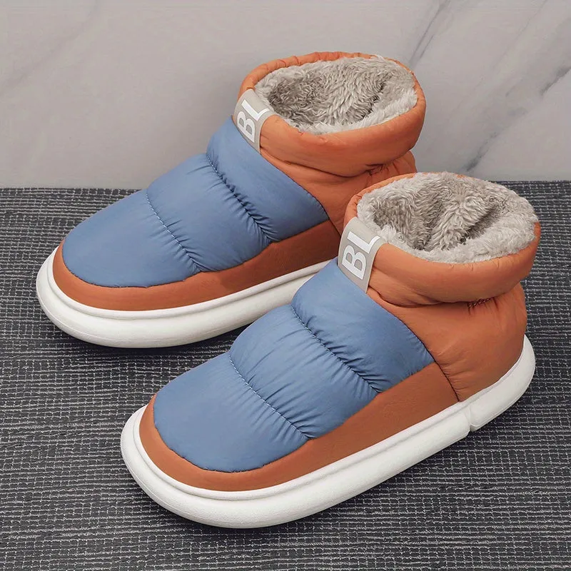 Comfortable Slip On Snow Boots For Men, Soft Warm Plus Fleece Boots For Indoor Outdoor Walking, Autumn And Winter