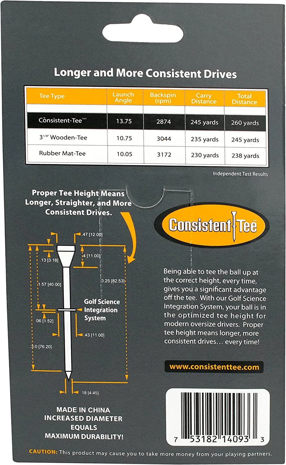 Consistent Tee Plastic Golf Tees - 3.25"