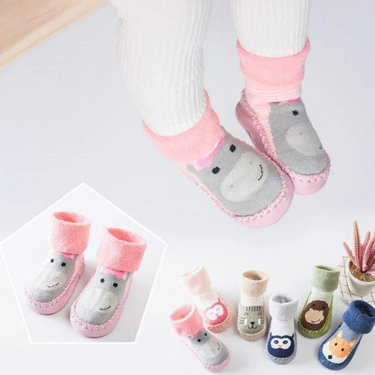 Cozy Thickened Terry Baby Socks and Shoes for Autumn/Winter - Non-slip Soft Bottom for Infants