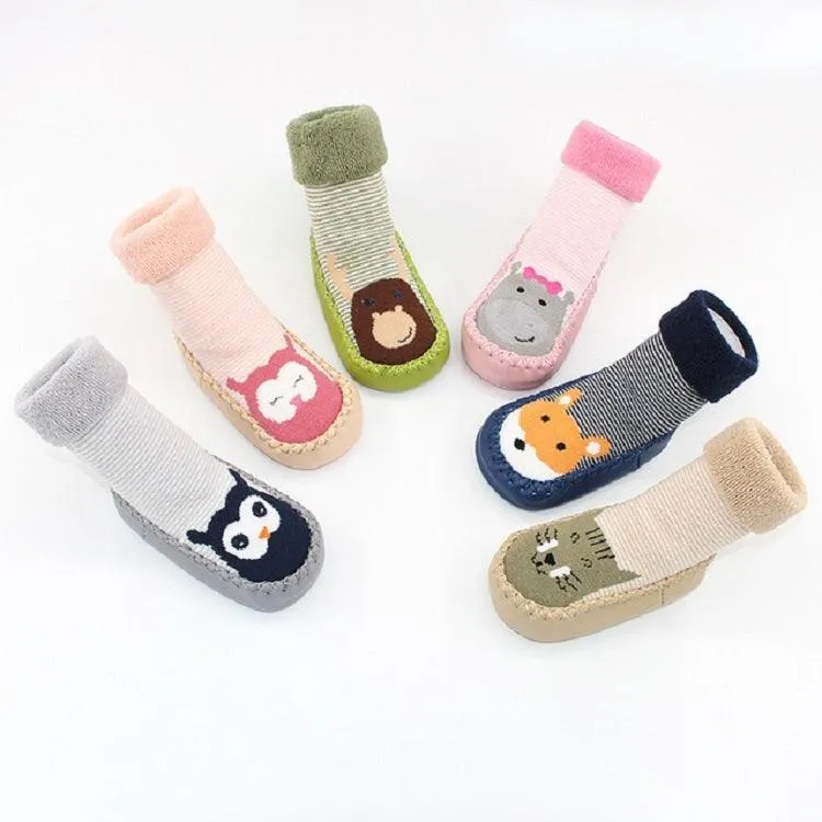 Cozy Thickened Terry Baby Socks and Shoes for Autumn/Winter - Non-slip Soft Bottom for Infants