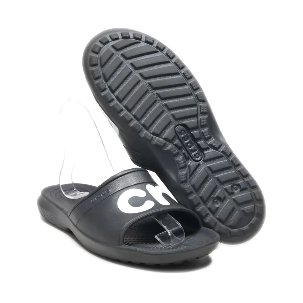 Crocs Classic Slide Graphic Sliders Eva Black Colour For Women