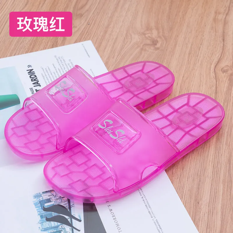 Crystal Jelly Transparent Slippers Men's and Women's Summer Bathroom Bath Home Indoor and Outdoor Slippers Hotel Bath plus Size