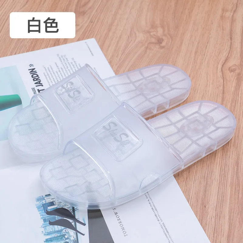 Crystal Jelly Transparent Slippers Men's and Women's Summer Bathroom Bath Home Indoor and Outdoor Slippers Hotel Bath plus Size