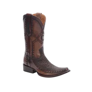 Cuadra Men's Cowboy In Genuine Elephant And Beef Chocolate Leather